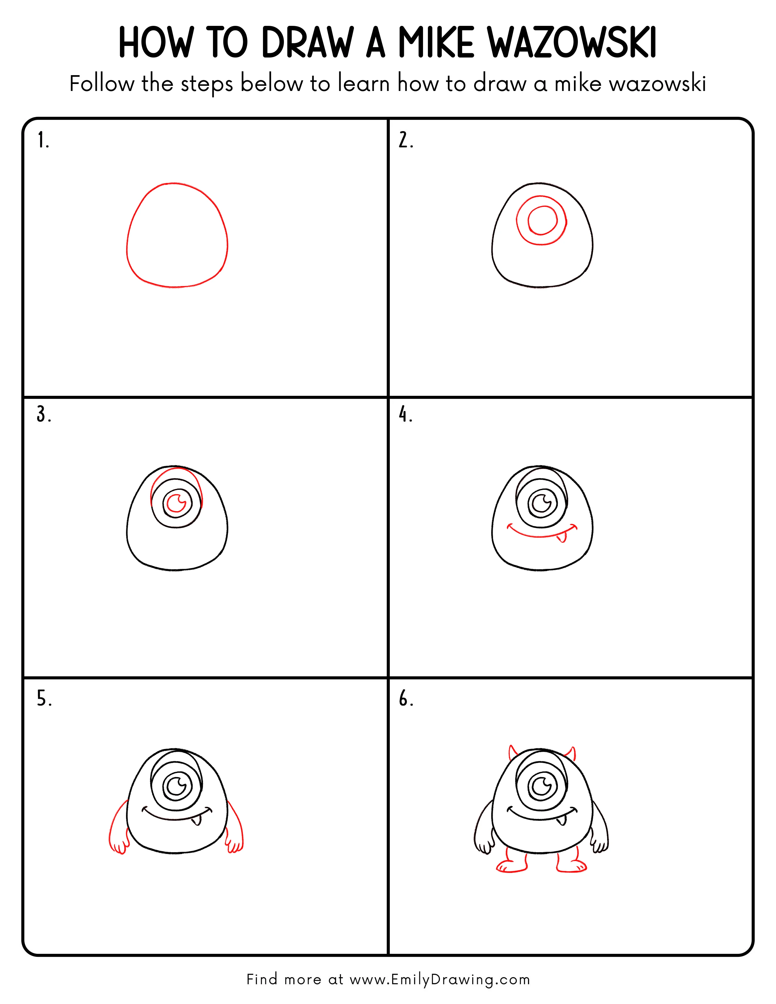 Printable Mike Wazowski Drawing Guide